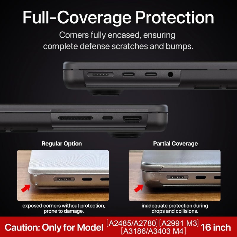 soonjet غطاء لجهاز MacBook Pro مقاس 16 بوصة M4 2025 2024-2021 M3 M2 M1 Pro/Max [مطابقة 100% للون الرسمي] غطاء صلب واقي لجهاز اللابتوب - أسود فضائي شفاف - Image 3